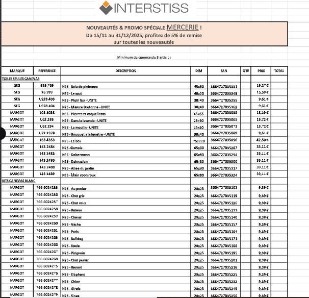 Accès catalogue toile à broder Brodstar