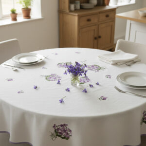Nappe à Broder "Modestie" - Broderie bouquets de violettes champêtres | Margot Broderie