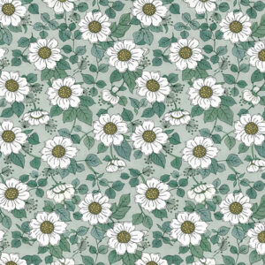 Coupon tissu 3x1,6 ml - Collection Privée - Anémones Vertes