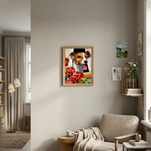 Margot de Paris Canvas - Puppy & Red Geraniums (40x50 cm)