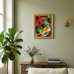 Hummingbird & Red Hibiscus Needlepoint Canvas