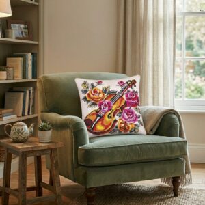 Embroidery Cushion Kit - SEG de PARIS - Violin and Roses