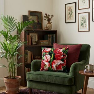 Embroidery Cushion Kit - SEG de PARIS - Red Tulips