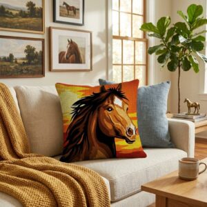 Embroidery Cushion Kit - SEG de PARIS - Horse Portrait at Sunset