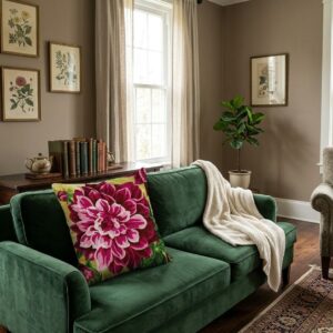 Embroidery Cushion Kit - SEG de PARIS - Pink Dahlia