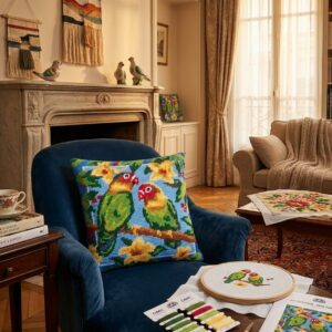 Margot de Paris Needlepoint Cushion Kit - Lovebirds