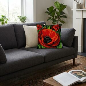 Margot de Paris Poppy Needlepoint Cushion Kit | 100% Cotton