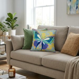Margot de Paris Butterfly Needlepoint Cushion Kit - 100% Cotton