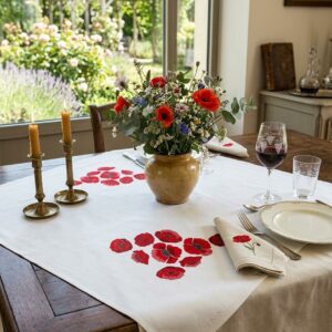 "Poppies" embroidery table overlay - Brodélia