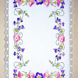 Colorful Pansy flowers embroidery placemats - Margot Broderie