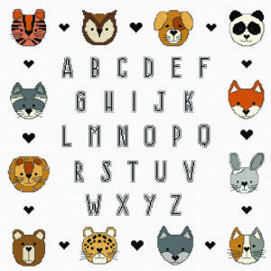 Kit point de croix – Princesse – ABECEDAIRE PETITS ANIMAUX