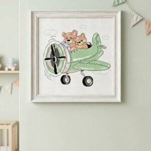 Kit point de croix – Princesse – OURSONS DANS L' AVION