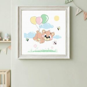 Kit point de croix – Princesse – OURSON AUX BALLONS
