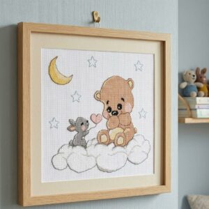 Kit point de croix – Princesse – OURSON DANS LES NUAGES