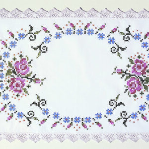Cross-stitch flowers and roses embroidery placemat - Margot Broderie