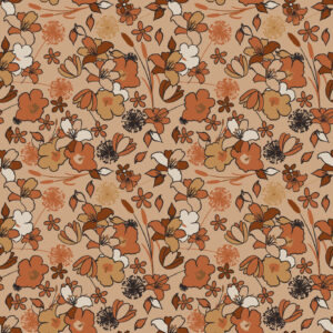 Fabric swatch 3×1.6m – Collection Privée – Retro Floral Camel